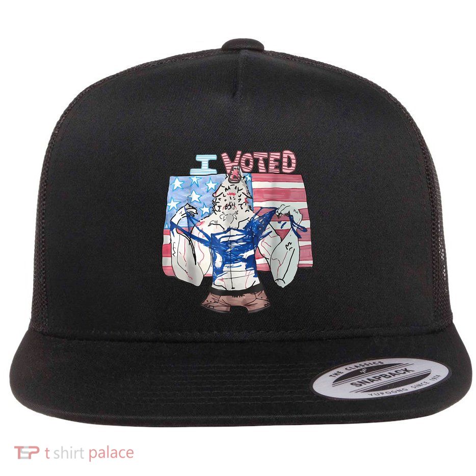 I Voted Werewolf Funny Flat Bill Trucker Hat