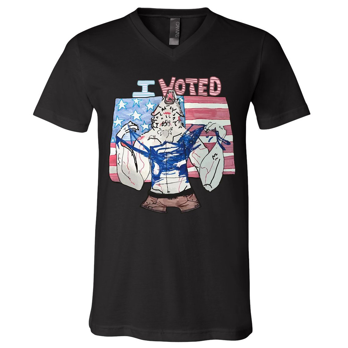 I Voted Werewolf Funny V-Neck T-Shirt