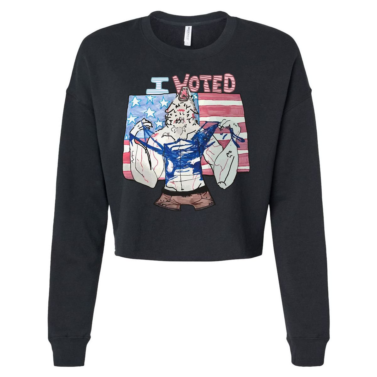 I Voted Werewolf Funny Cropped Pullover Crew