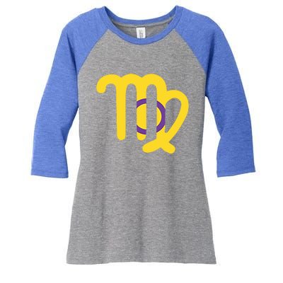 Intersexual Virgo Zodiac Sign Intersex Pride Flag Gift Women's Tri-Blend 3/4-Sleeve Raglan Shirt