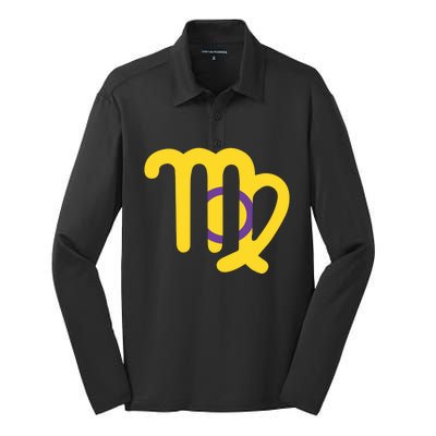 Intersexual Virgo Zodiac Sign Intersex Pride Flag Meaningful Gift Silk Touch Performance Long Sleeve Polo