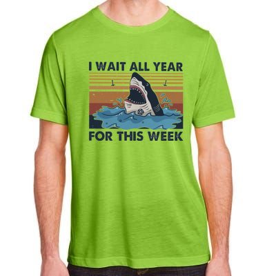 I Wait All Year For This Week Funny Shark Vintage Beach Gift Adult ChromaSoft Performance T-Shirt