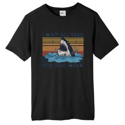 I Wait All Year For This Week Funny Shark Vintage Beach Gift Tall Fusion ChromaSoft Performance T-Shirt