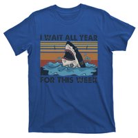 I Wait All Year For This Week Funny Shark Vintage Beach Gift T-Shirt