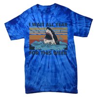 I Wait All Year For This Week Funny Shark Vintage Beach Gift Tie-Dye T-Shirt