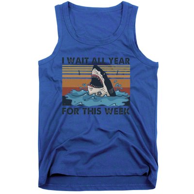 I Wait All Year For This Week Funny Shark Vintage Beach Gift Tank Top