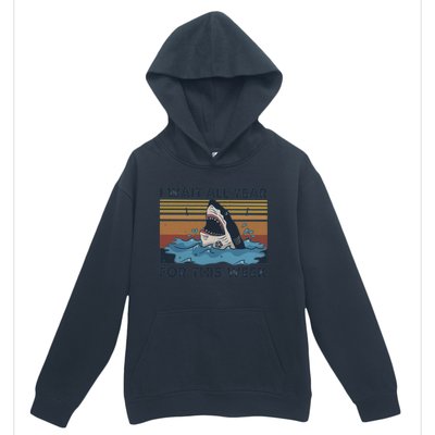 I Wait All Year For This Week Funny Shark Vintage Beach Gift Urban Pullover Hoodie