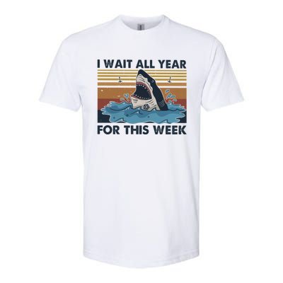 I Wait All Year For This Week Funny Shark Vintage Beach Gift Softstyle CVC T-Shirt