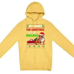 I Want A Bulldog For Christmas Ugly Sweater Dog Xmas Outfit Gift Premium Pullover Hoodie