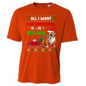 I Want A Bulldog For Christmas Ugly Sweater Dog Xmas Outfit Gift Cooling Performance Crew T-Shirt