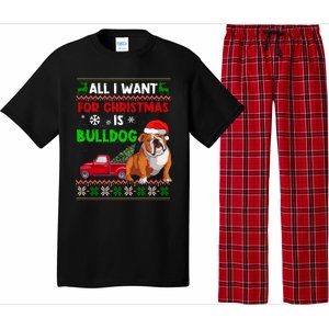 I Want A Bulldog For Christmas Ugly Sweater Dog Xmas Outfit Gift Pajama Set