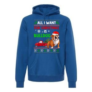 I Want A Bulldog For Christmas Ugly Sweater Dog Xmas Outfit Gift Premium Hoodie