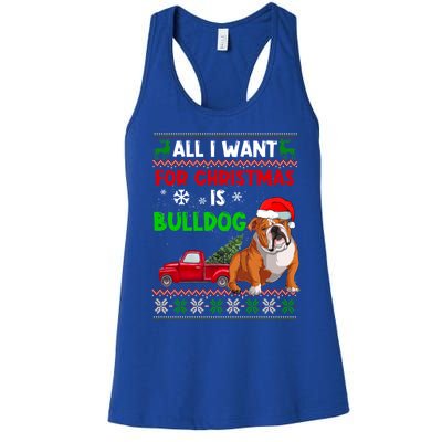 I Want A Bulldog For Christmas Ugly Sweater Dog Xmas Outfit Gift Women's Racerback Tank