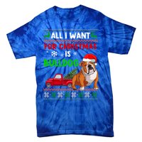 I Want A Bulldog For Christmas Ugly Sweater Dog Xmas Outfit Gift Tie-Dye T-Shirt