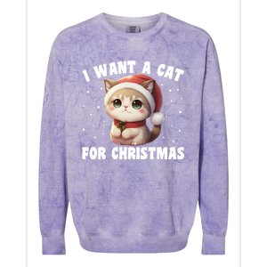 I Want A Cat For Christmas Cute Cats Gift Colorblast Crewneck Sweatshirt