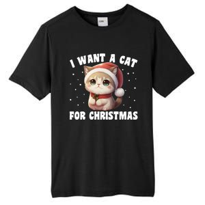 I Want A Cat For Christmas Cute Cats Gift Tall Fusion ChromaSoft Performance T-Shirt