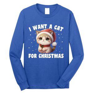 I Want A Cat For Christmas Cute Cats Gift Long Sleeve Shirt