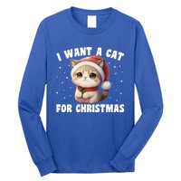 I Want A Cat For Christmas Cute Cats Gift Long Sleeve Shirt