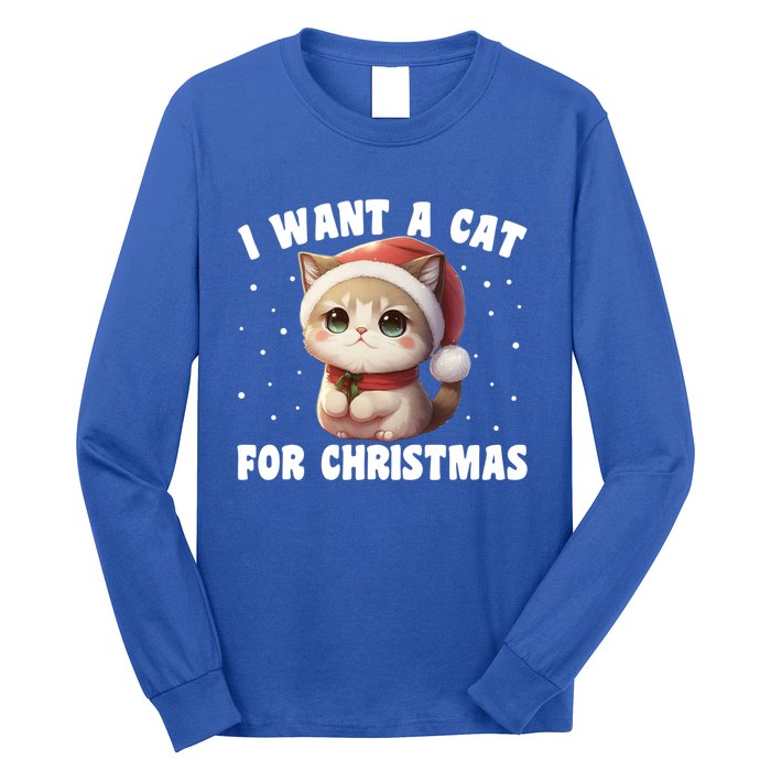 I Want A Cat For Christmas Cute Cats Gift Long Sleeve Shirt