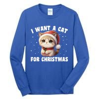 I Want A Cat For Christmas Cute Cats Gift Tall Long Sleeve T-Shirt