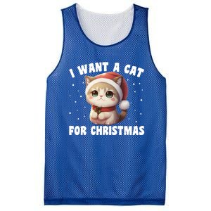 I Want A Cat For Christmas Cute Cats Gift Mesh Reversible Basketball Jersey Tank