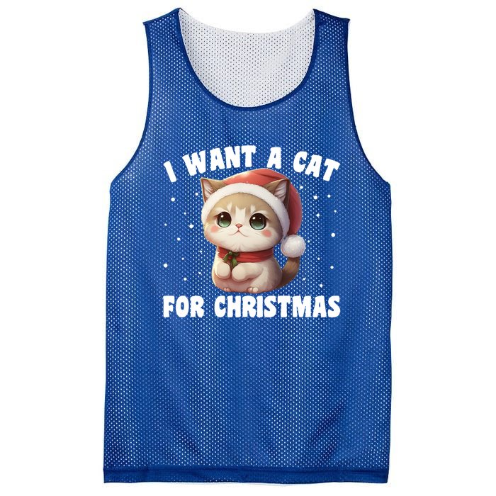 I Want A Cat For Christmas Cute Cats Gift Mesh Reversible Basketball Jersey Tank