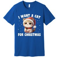 I Want A Cat For Christmas Cute Cats Gift Premium T-Shirt