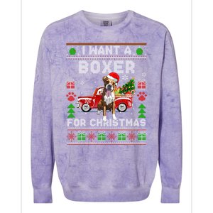 I Want A Boxer For Christmas Ugly Sweater Dog Xmas Outfit Gift Colorblast Crewneck Sweatshirt