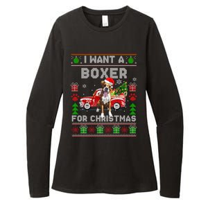 I Want A Boxer For Christmas Ugly Sweater Dog Xmas Outfit Gift Womens CVC Long Sleeve Shirt