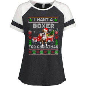 I Want A Boxer For Christmas Ugly Sweater Dog Xmas Outfit Gift Enza Ladies Jersey Colorblock Tee