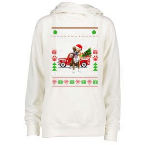 I Want A Boxer For Christmas Ugly Sweater Dog Xmas Outfit Gift Womens Funnel Neck Pullover Hood