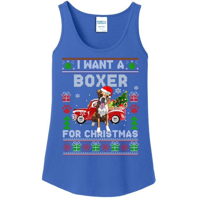 I Want A Boxer For Christmas Ugly Sweater Dog Xmas Outfit Gift Ladies Essential Tank