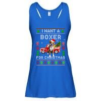 I Want A Boxer For Christmas Ugly Sweater Dog Xmas Outfit Gift Ladies Essential Flowy Tank