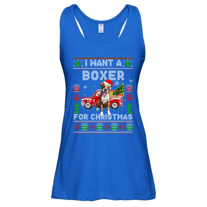 I Want A Boxer For Christmas Ugly Sweater Dog Xmas Outfit Gift Ladies Essential Flowy Tank