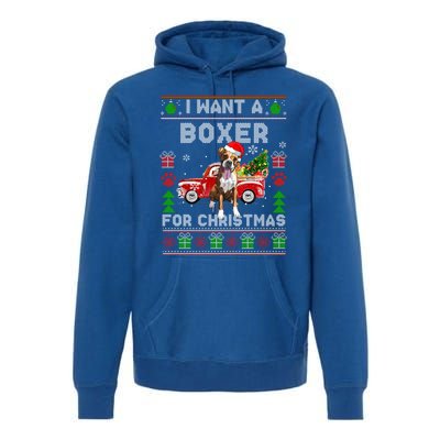 I Want A Boxer For Christmas Ugly Sweater Dog Xmas Outfit Gift Premium Hoodie