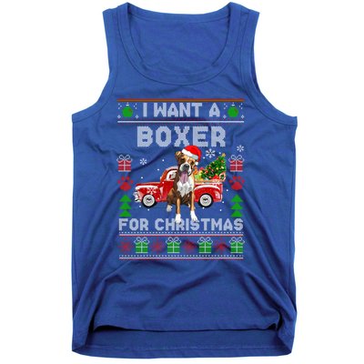 I Want A Boxer For Christmas Ugly Sweater Dog Xmas Outfit Gift Tank Top