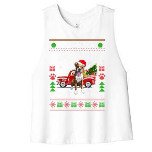 I Want A Boxer For Christmas Ugly Sweater Dog Xmas Outfit Gift Women's Racerback Cropped Tank