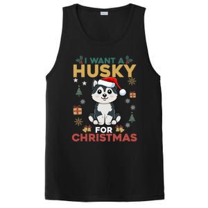 I Want A Husky For Christmas Cute Dog Lover Christmas Pajama Gift PosiCharge Competitor Tank