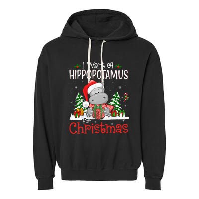 I Want A Hippopotamus For Christmas Xmas Hippo Garment-Dyed Fleece Hoodie