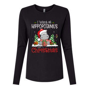 I Want A Hippopotamus For Christmas Xmas Hippo Womens Cotton Relaxed Long Sleeve T-Shirt