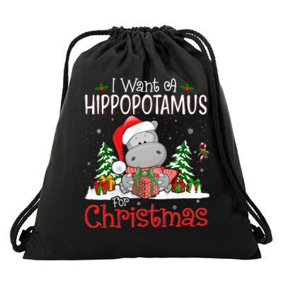 I Want A Hippopotamus For Christmas Xmas Hippo Drawstring Bag