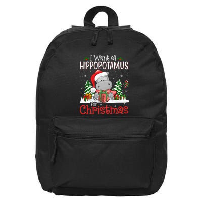 I Want A Hippopotamus For Christmas Xmas Hippo 16 in Basic Backpack