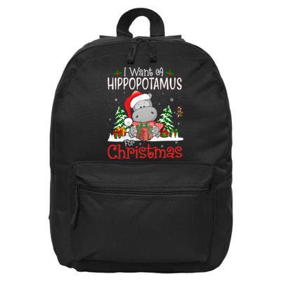 I Want A Hippopotamus For Christmas Xmas Hippo 16 in Basic Backpack