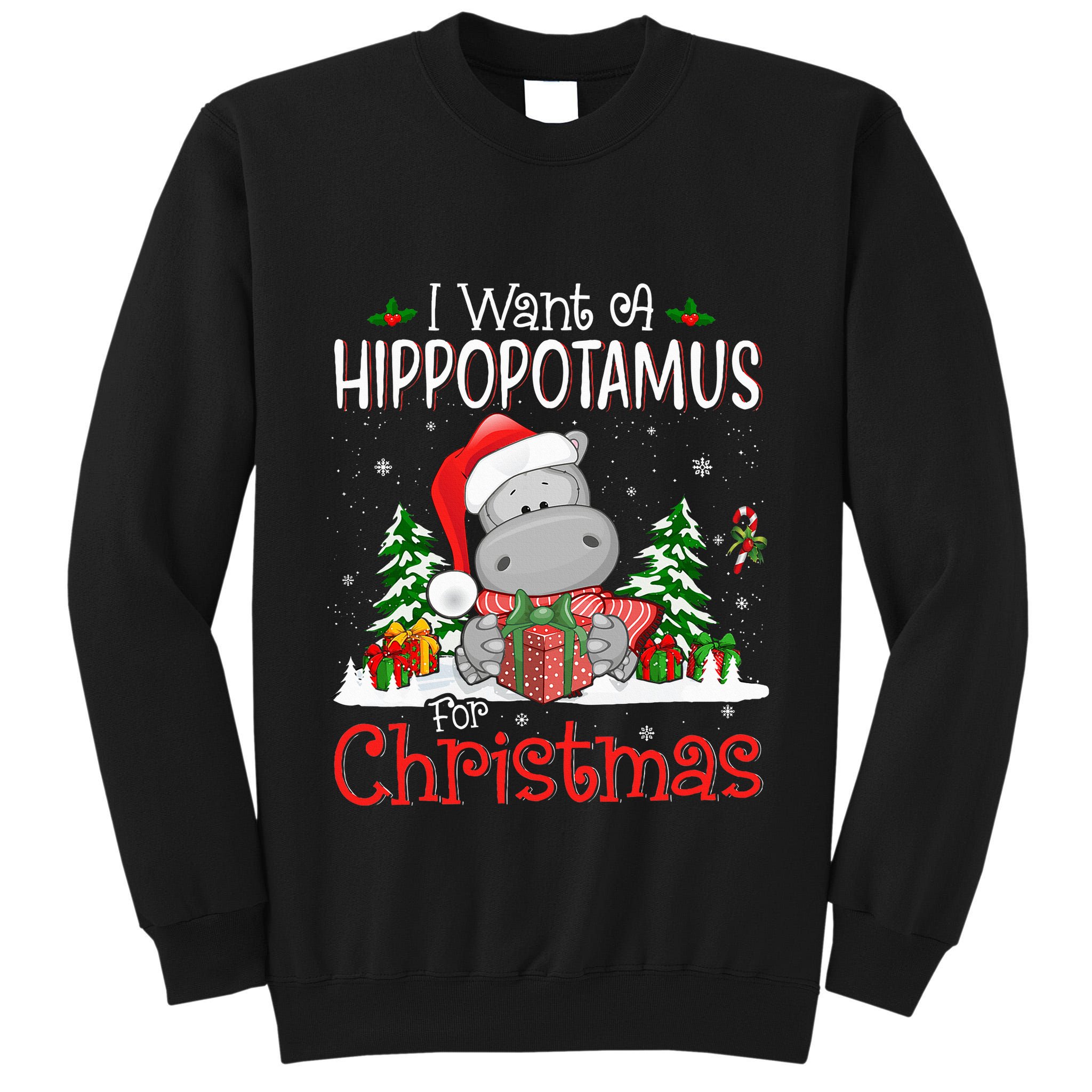 I Want A Hippopotamus For Christmas Xmas Hippo Tall Sweatshirt