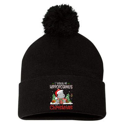 I Want A Hippopotamus For Christmas Xmas Hippo Pom Pom 12in Knit Beanie