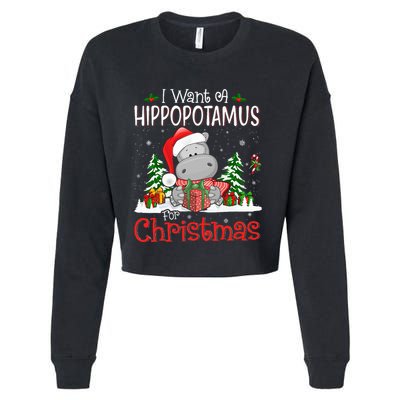 I Want A Hippopotamus For Christmas Xmas Hippo Cropped Pullover Crew