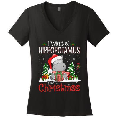 I Want A Hippopotamus For Christmas Xmas Hippo Women's V-Neck T-Shirt