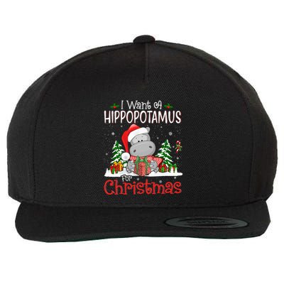 I Want A Hippopotamus For Christmas Xmas Hippo Wool Snapback Cap