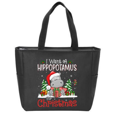I Want A Hippopotamus For Christmas Xmas Hippo Zip Tote Bag