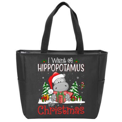 I Want A Hippopotamus For Christmas Xmas Hippo Zip Tote Bag